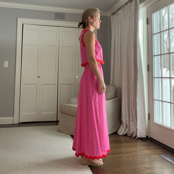 Petal & Pup Pink Skirt Set with Red Trim - Picture 2 of 5